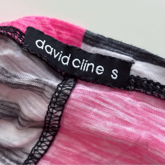 David Cline Crushed T Shirt Small Mixed Print Peony Pink Black - Picture 5 of 9